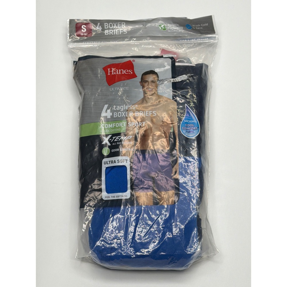 Hanes X Temp Ultimate Comfort Sport 4 Pack‎ Boxer Briefs Mens Size Small